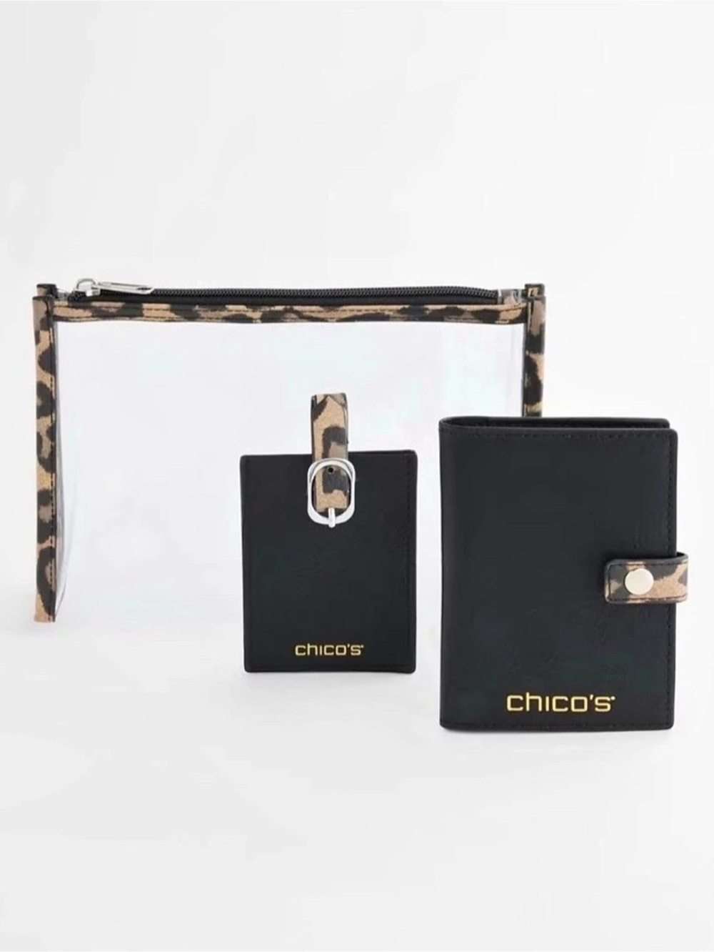 Chico's Animal Print Passport Holder and Luggage Tag Set Travel Set - New with T